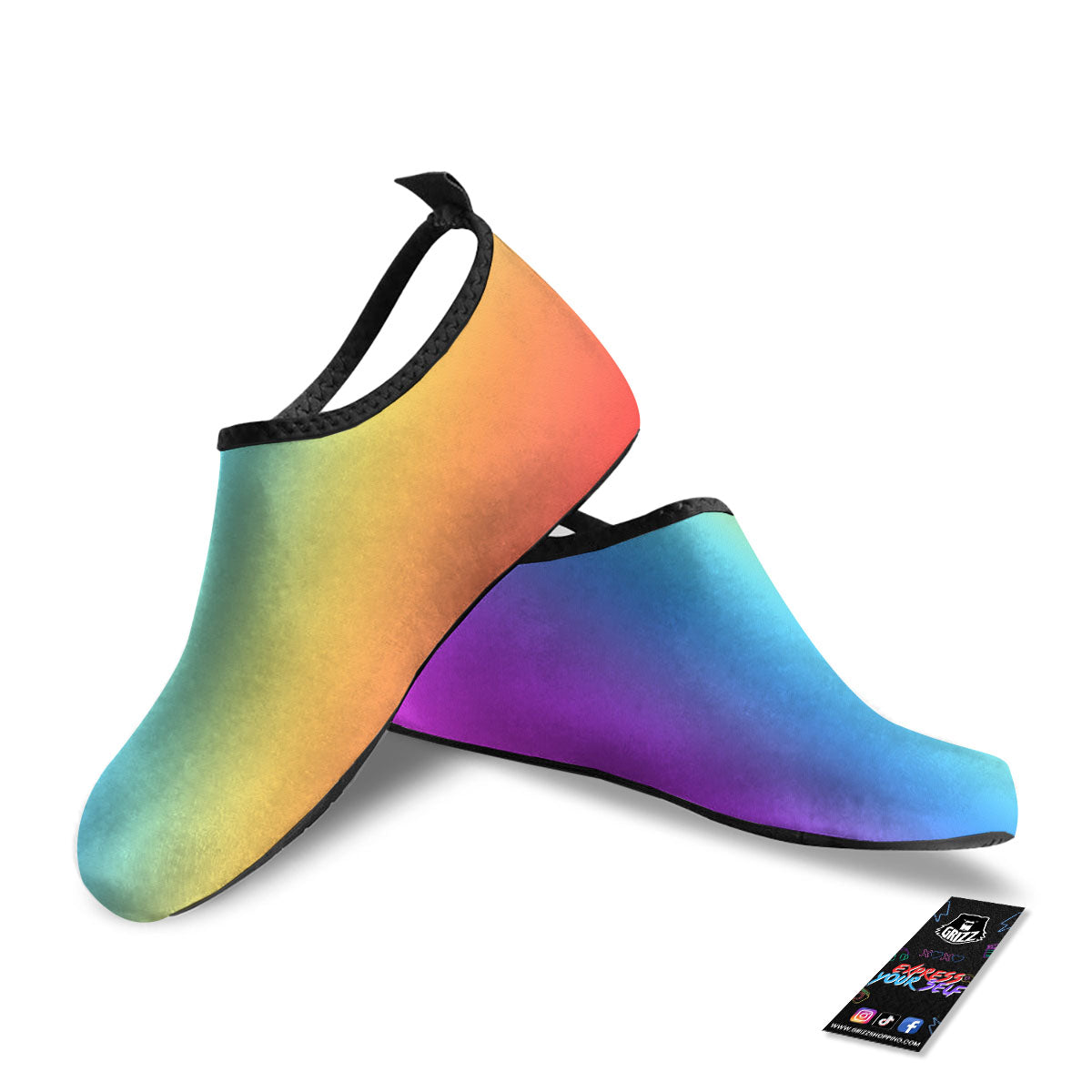 Gradient Rainbow Print Pattern Water Shoes-grizzshop