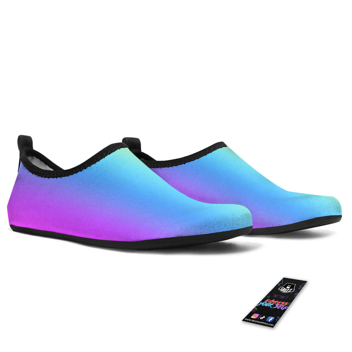 Gradient Rainbow Print Pattern Water Shoes-grizzshop