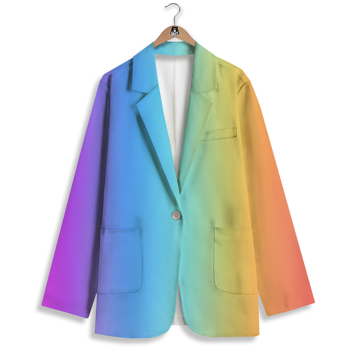 Gradient Rainbow Print Pattern Women's Blazer-grizzshop