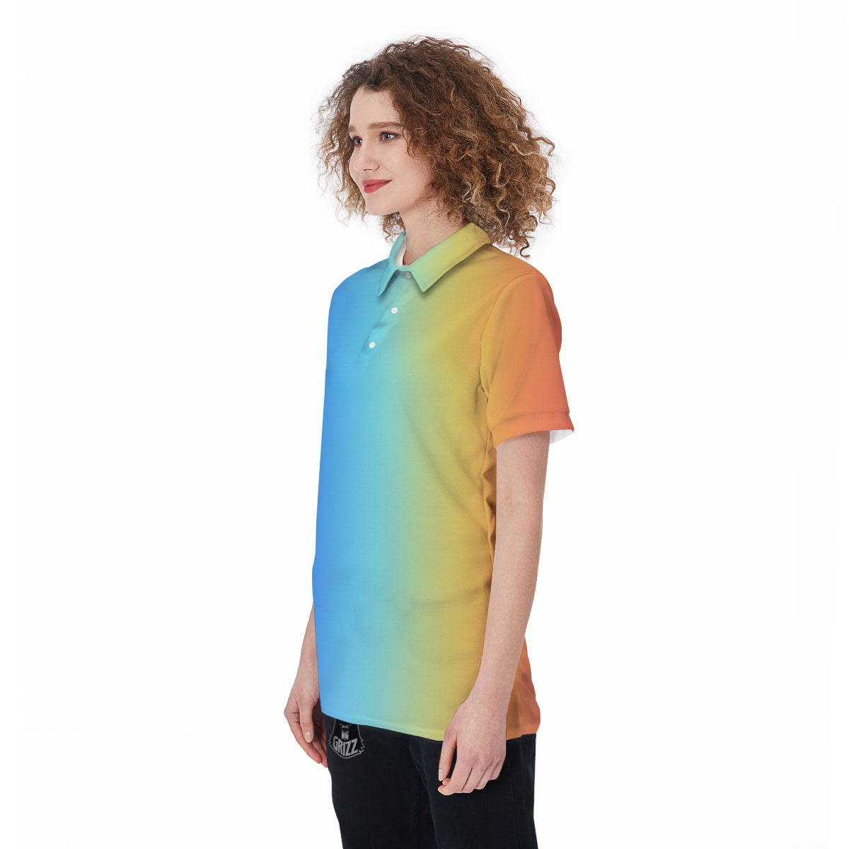 Gradient Rainbow Print Pattern Women's Golf Shirts-grizzshop