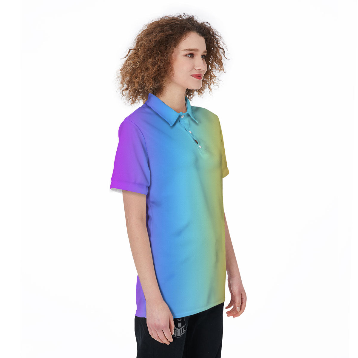 Gradient Rainbow Print Pattern Women's Golf Shirts-grizzshop