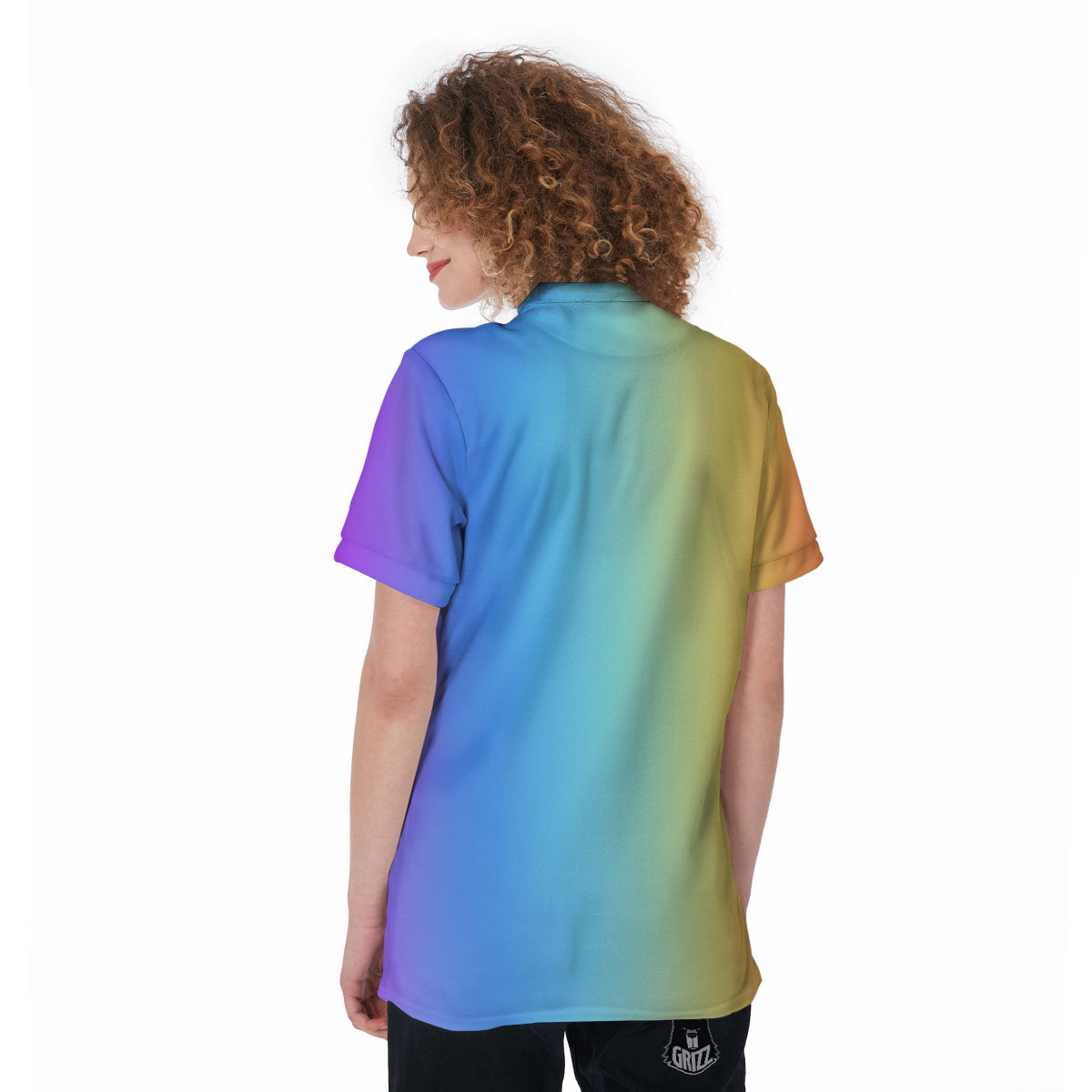 Gradient Rainbow Print Pattern Women's Golf Shirts-grizzshop
