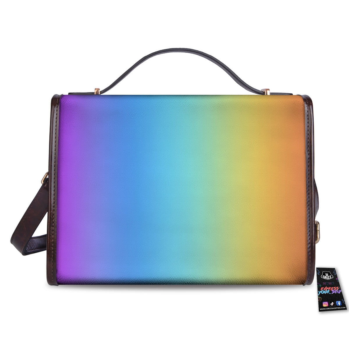 Gradient Rainbow Print Pattern Women's Satchel Bag-grizzshop