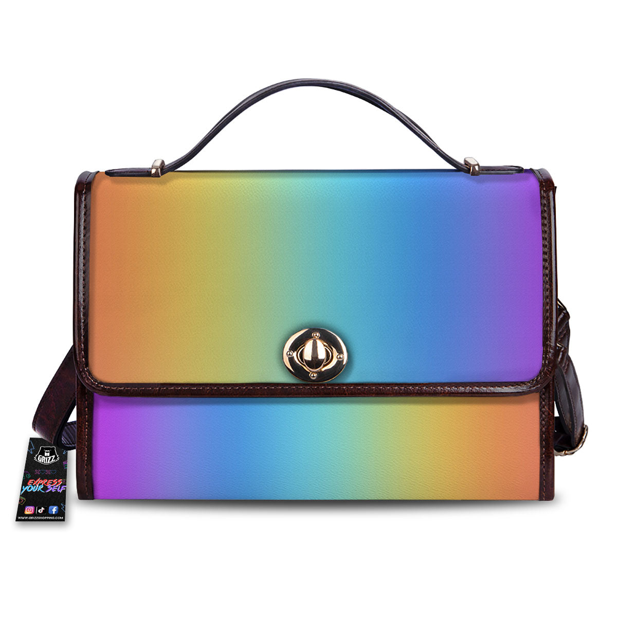 Gradient Rainbow Print Pattern Women's Satchel Bag-grizzshop