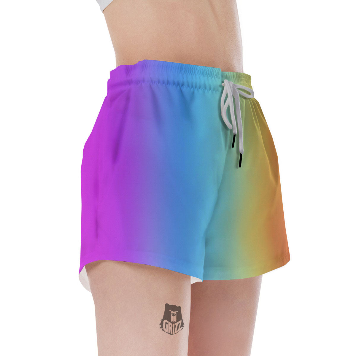 Gradient Rainbow Print Pattern Women's Shorts-grizzshop
