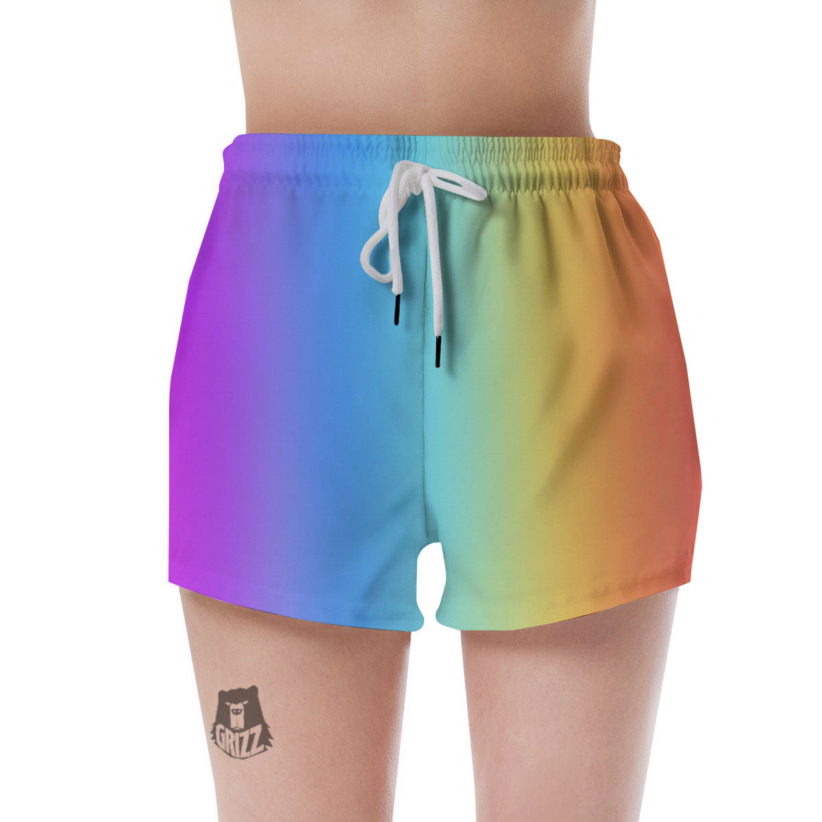 Gradient Rainbow Print Pattern Women's Shorts-grizzshop
