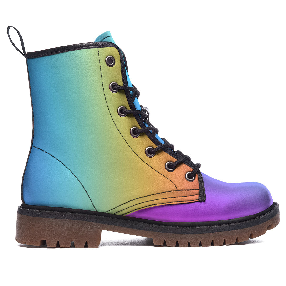Gradient Rainbow Print Pattern Work Boots-grizzshop
