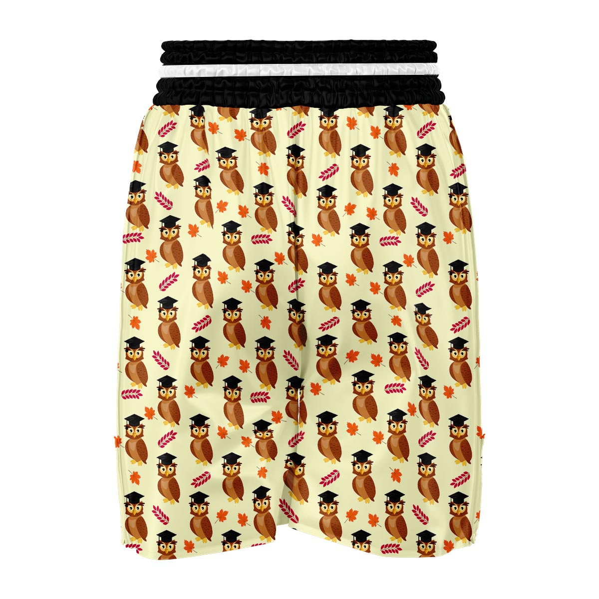 Graduation Owl Pattern Print Boxing Shorts-grizzshop