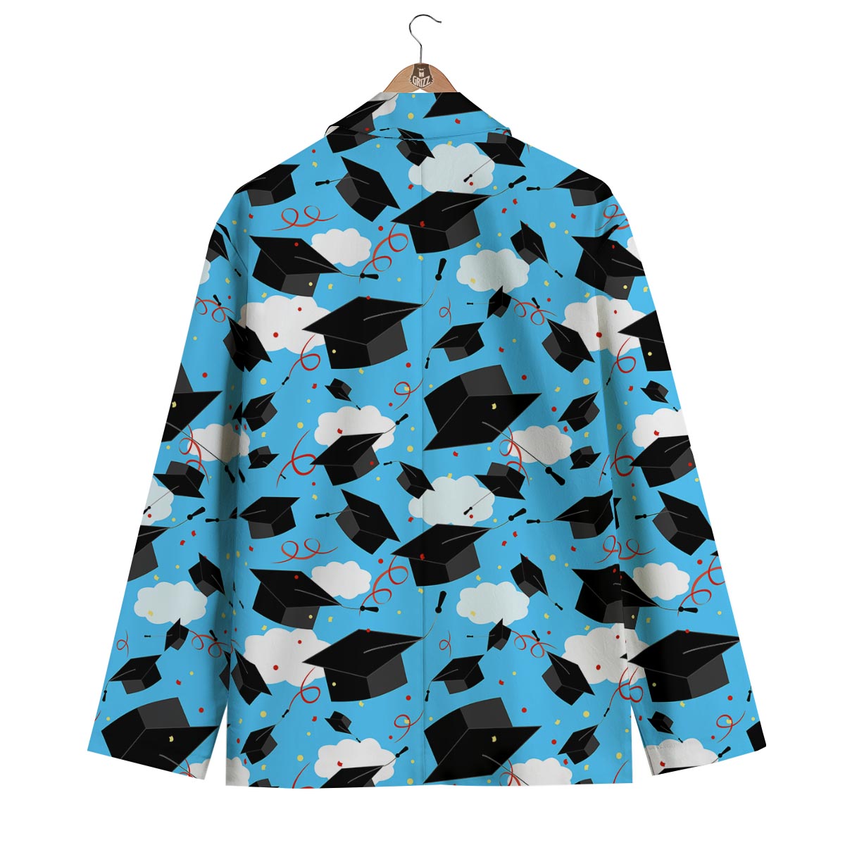 Graduation Print Pattern Men's Blazer-grizzshop