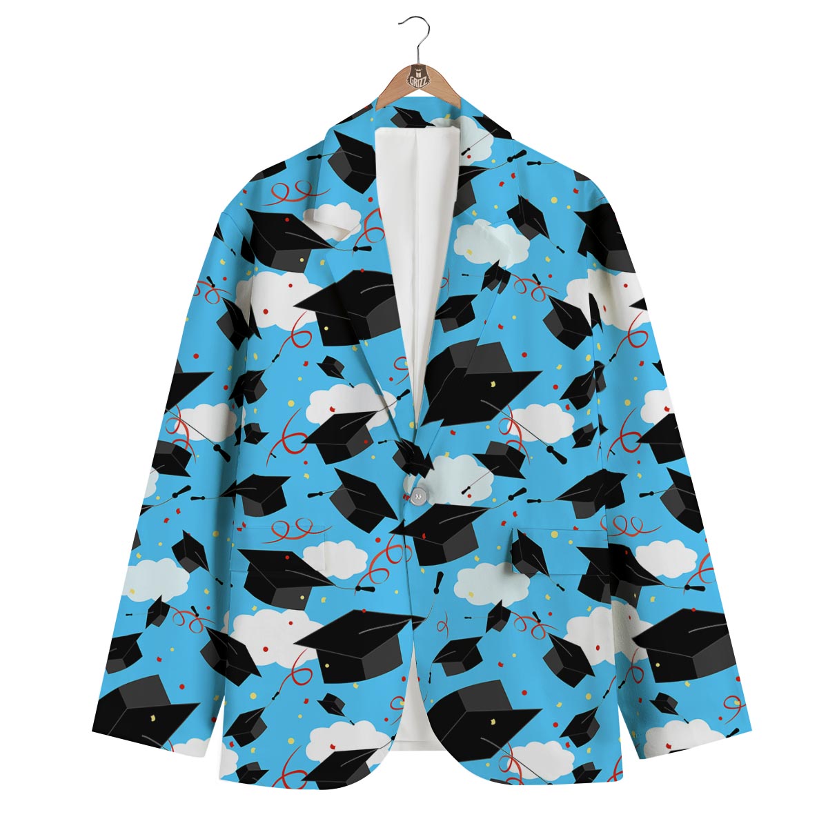 Graduation Print Pattern Men's Blazer-grizzshop