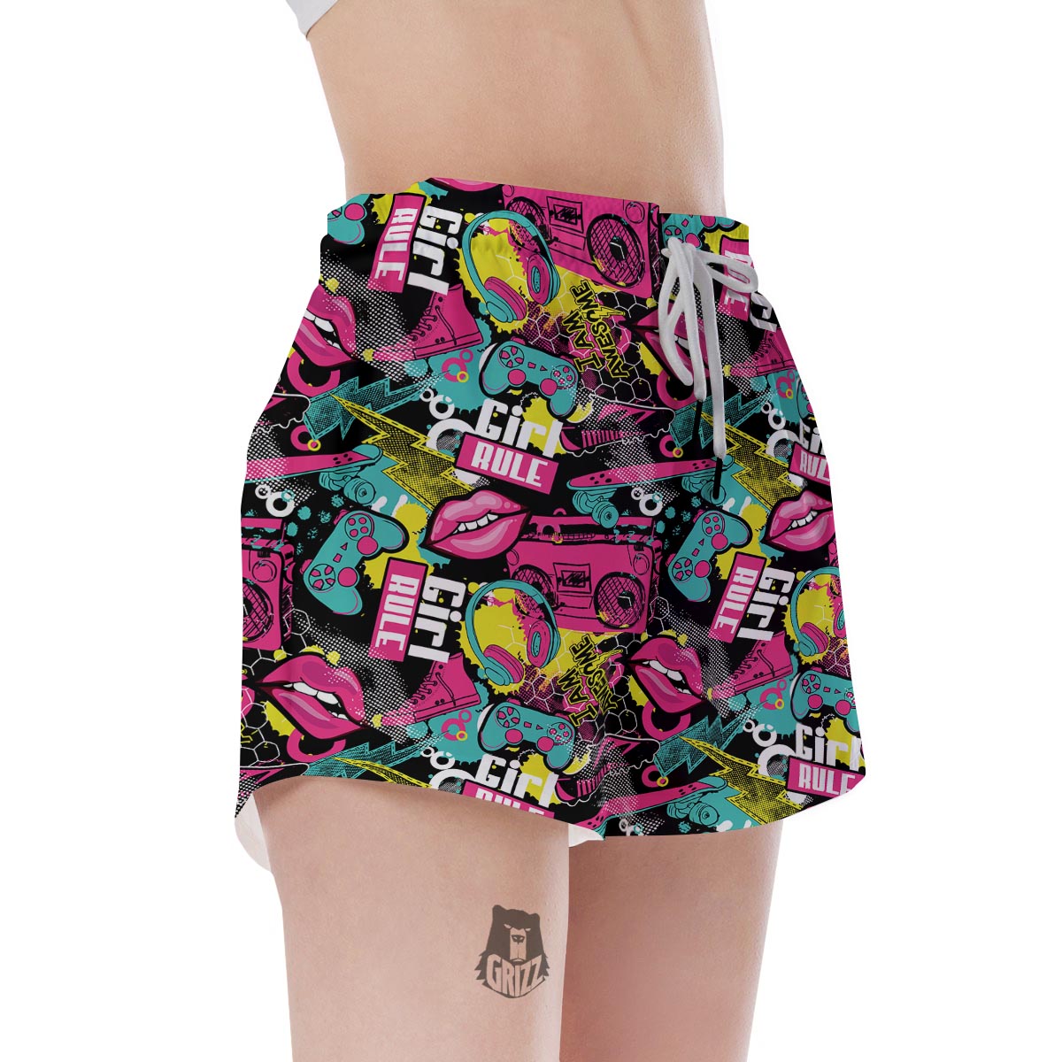 Graffiti Abstract Hiphop Lip Women's Shorts-grizzshop