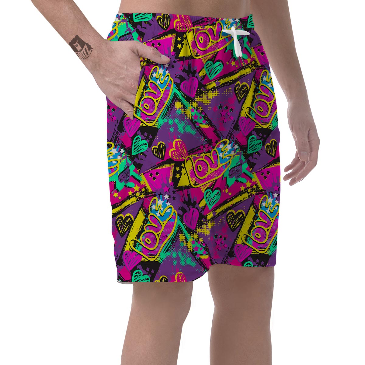 Graffiti Airbrush Love Print Men's Shorts-grizzshop