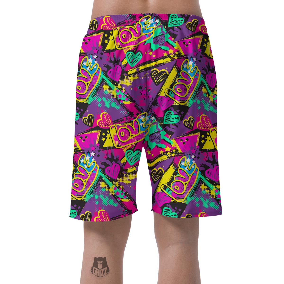 Graffiti Airbrush Love Print Men's Shorts-grizzshop