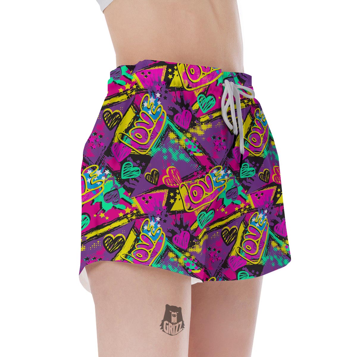 Graffiti Airbrush Love Print Women's Shorts-grizzshop