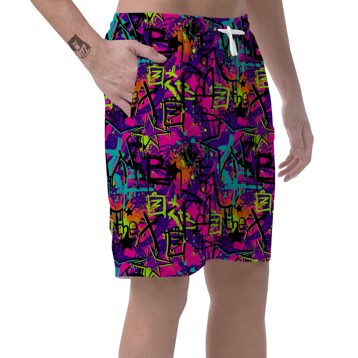 Graffiti Airbrush Print Men's Shorts-grizzshop