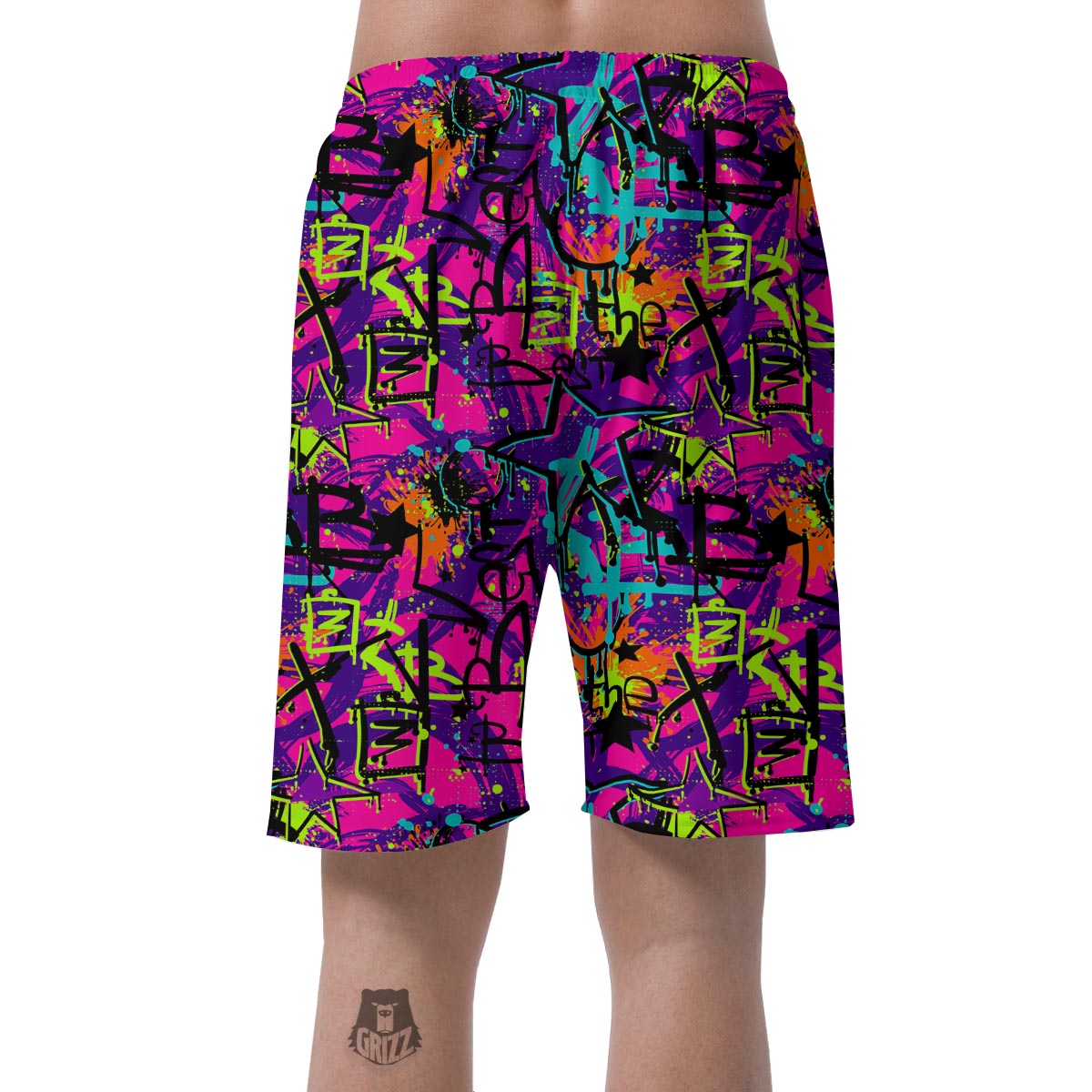 Graffiti Airbrush Print Men's Shorts-grizzshop