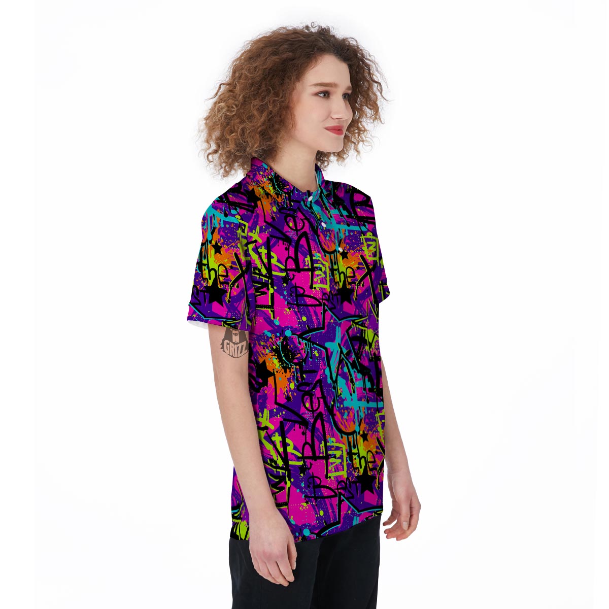 Graffiti Airbrush Print Women's Golf Shirts-grizzshop