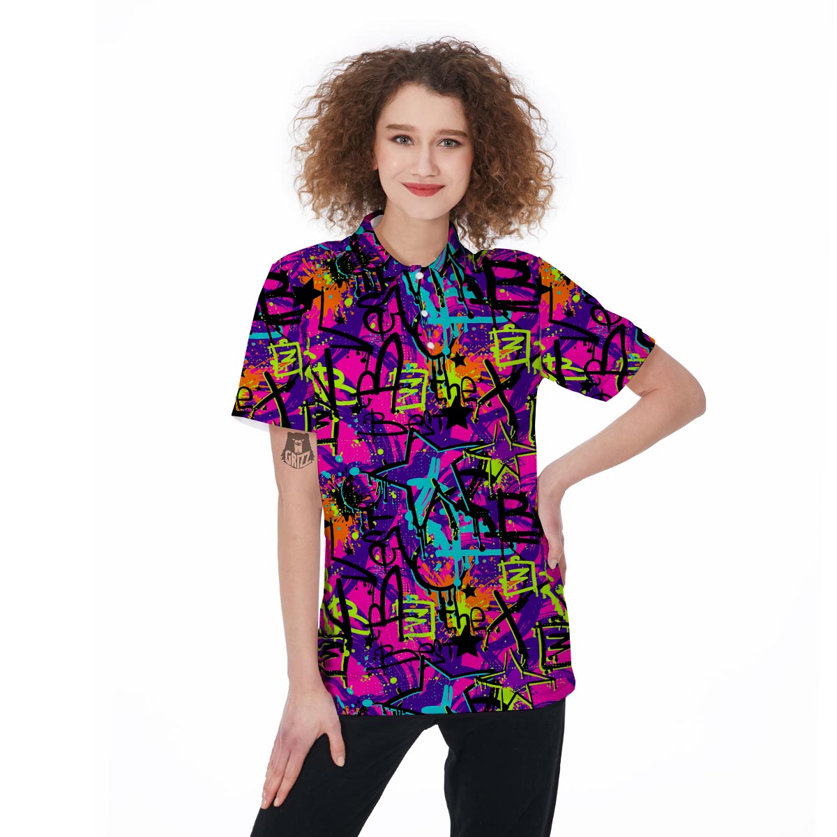 Graffiti Airbrush Print Women's Golf Shirts-grizzshop