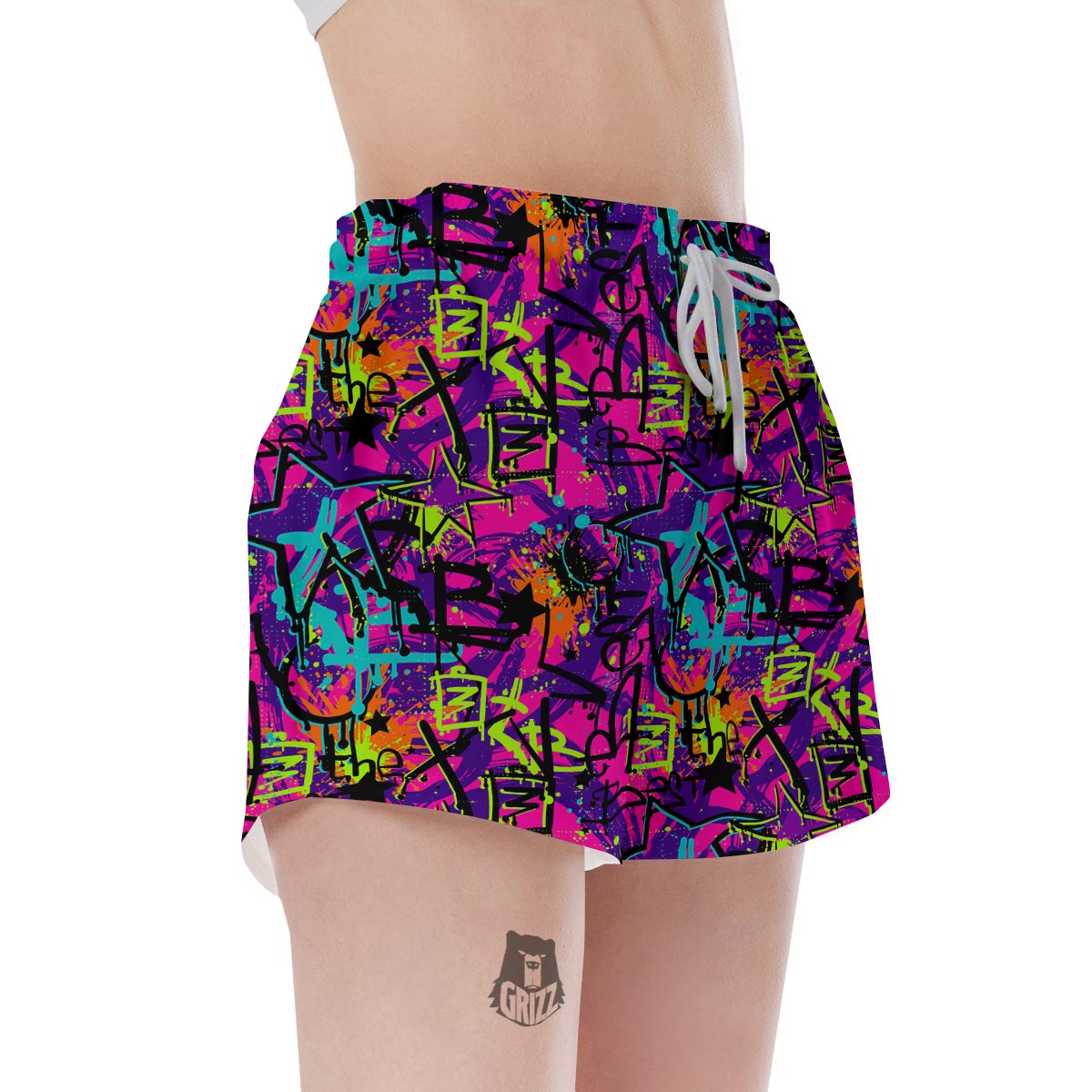 Graffiti Airbrush Print Women's Shorts-grizzshop