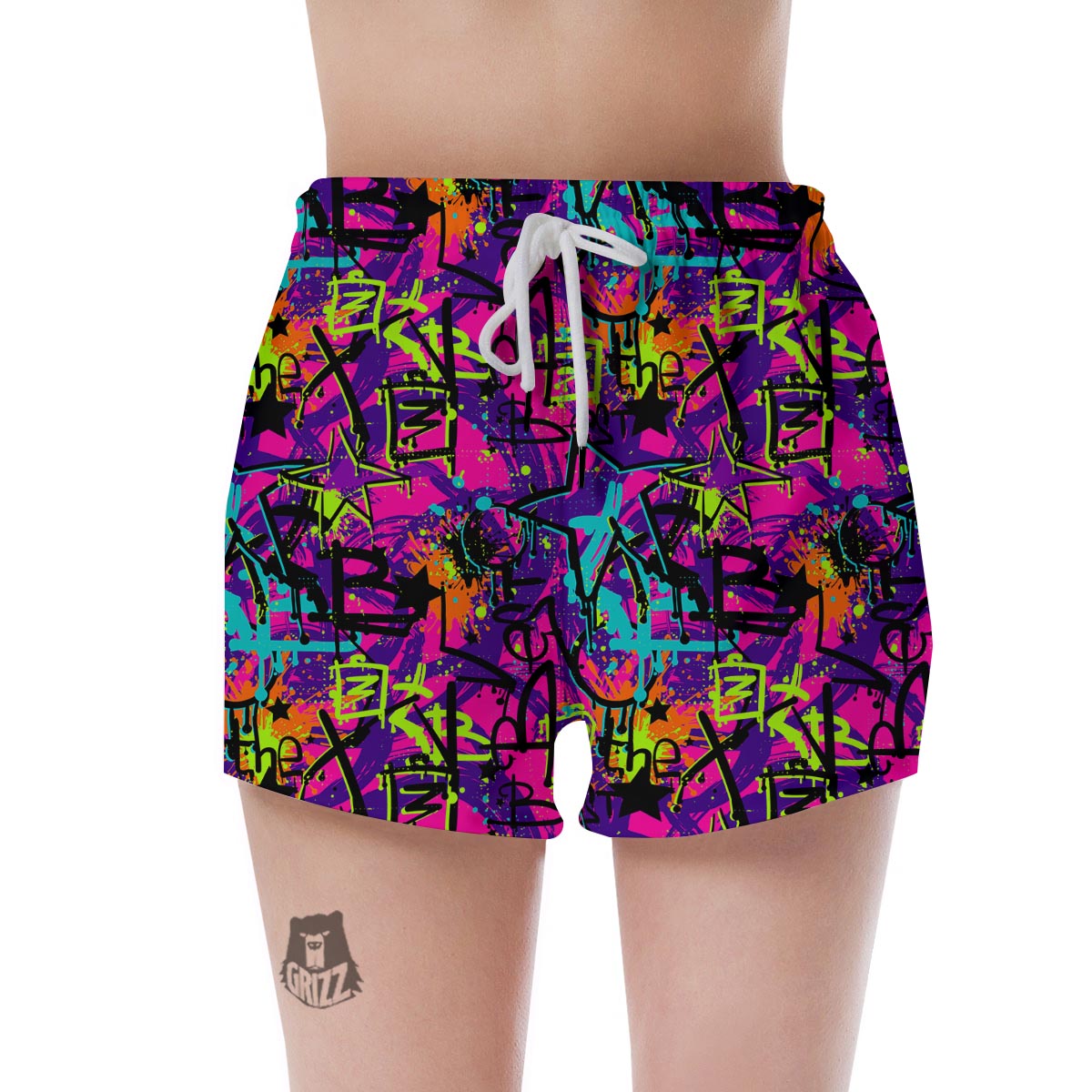 Graffiti Airbrush Print Women's Shorts-grizzshop