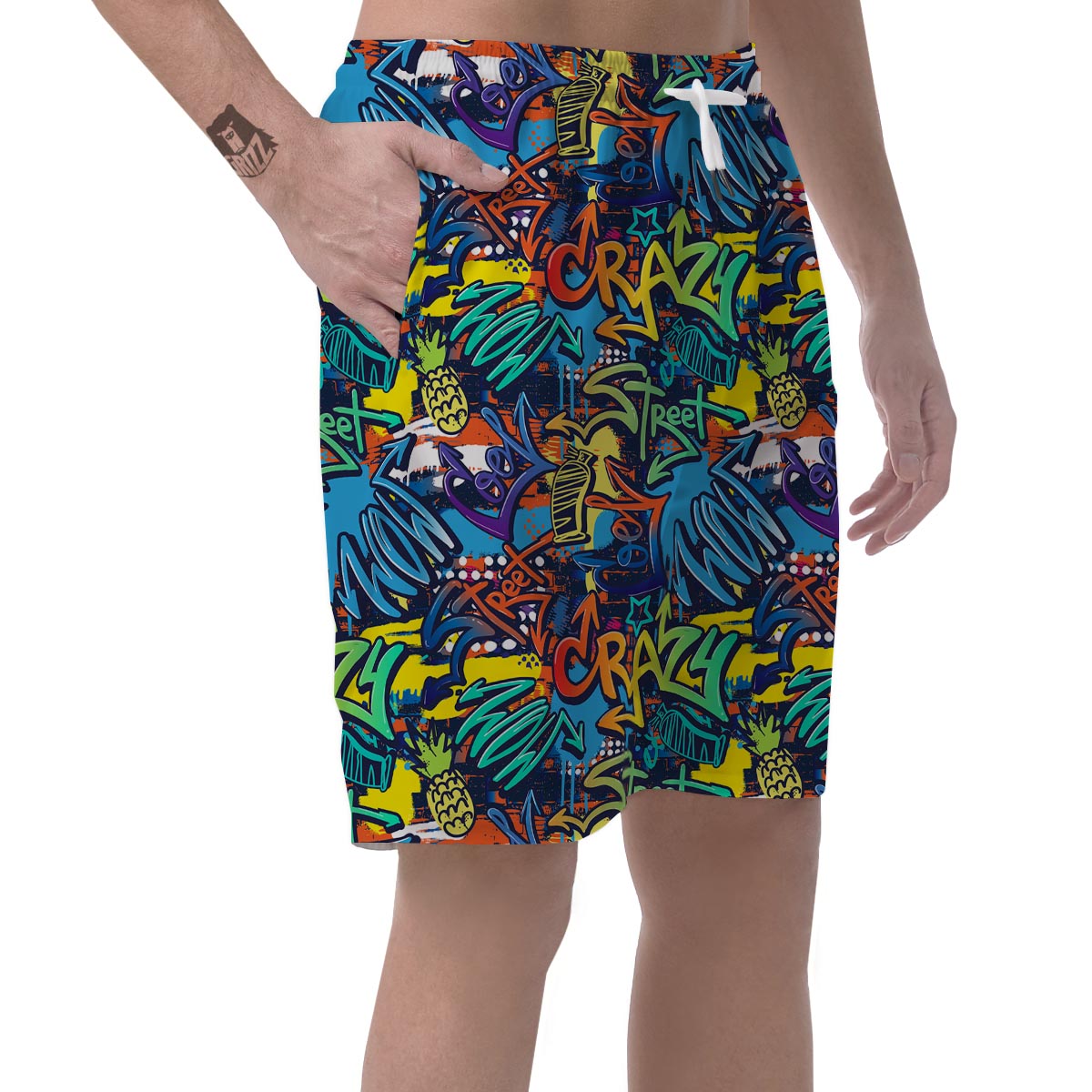 Graffiti Backdrop Print Men's Shorts-grizzshop