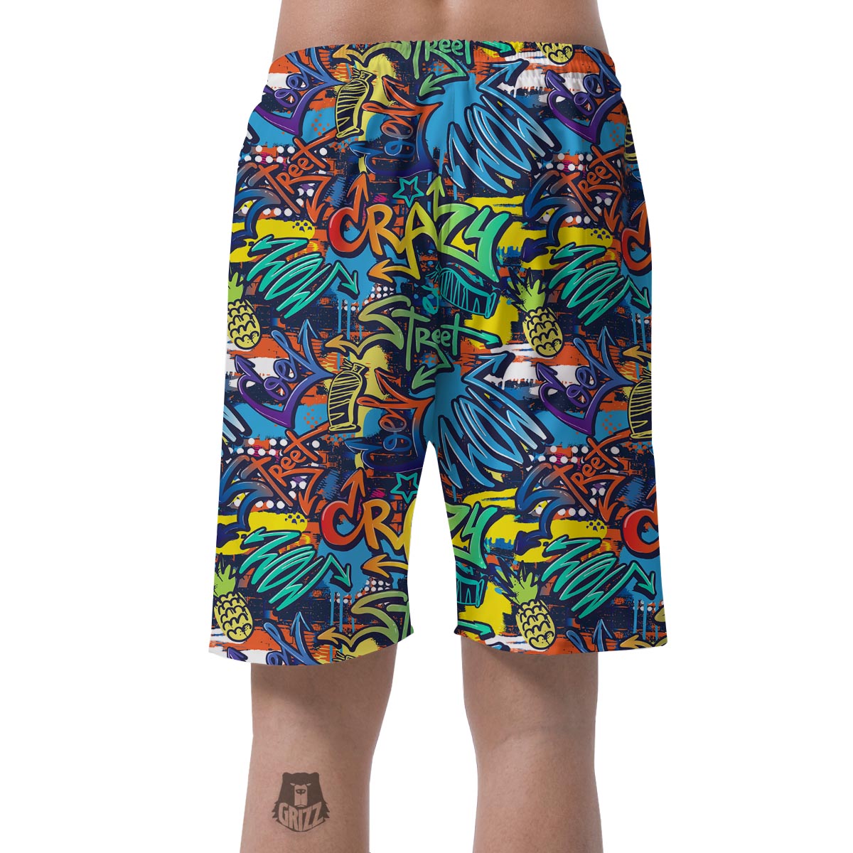 Graffiti Backdrop Print Men's Shorts-grizzshop