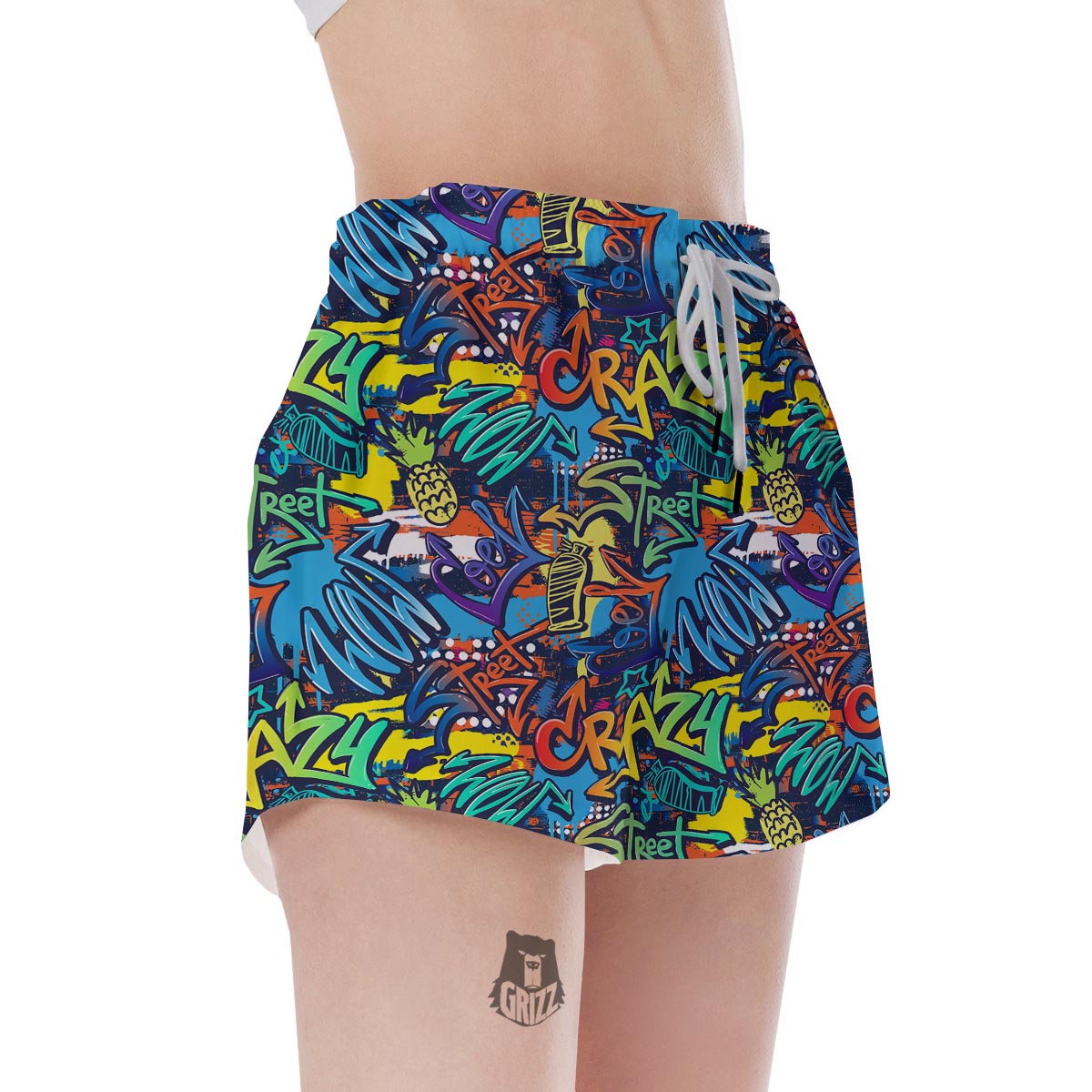 Graffiti Backdrop Print Women's Shorts-grizzshop