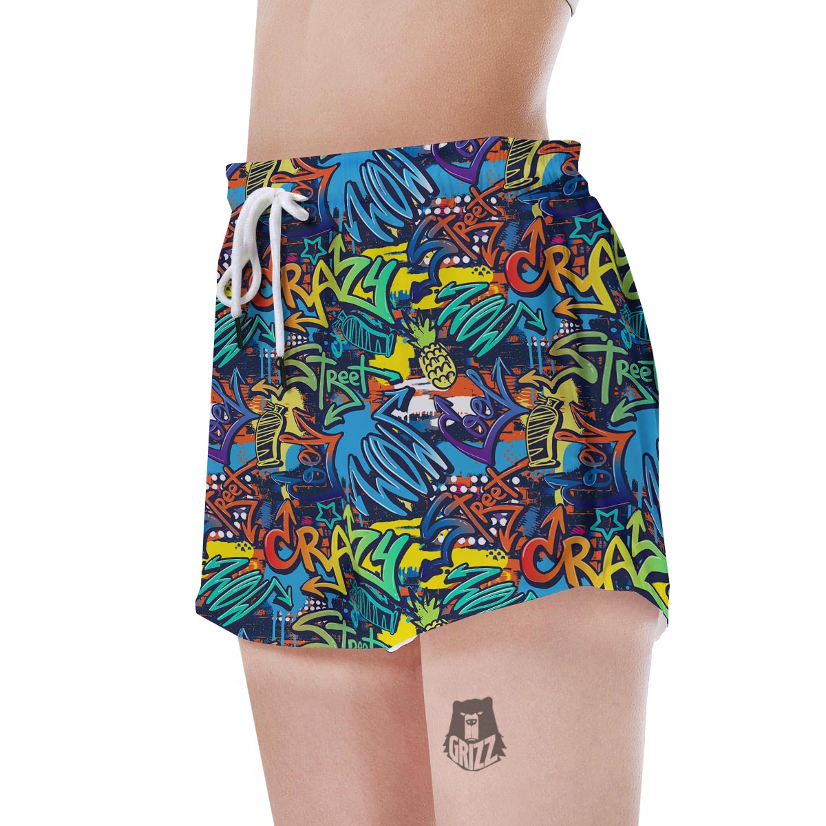 Graffiti Backdrop Print Women's Shorts-grizzshop