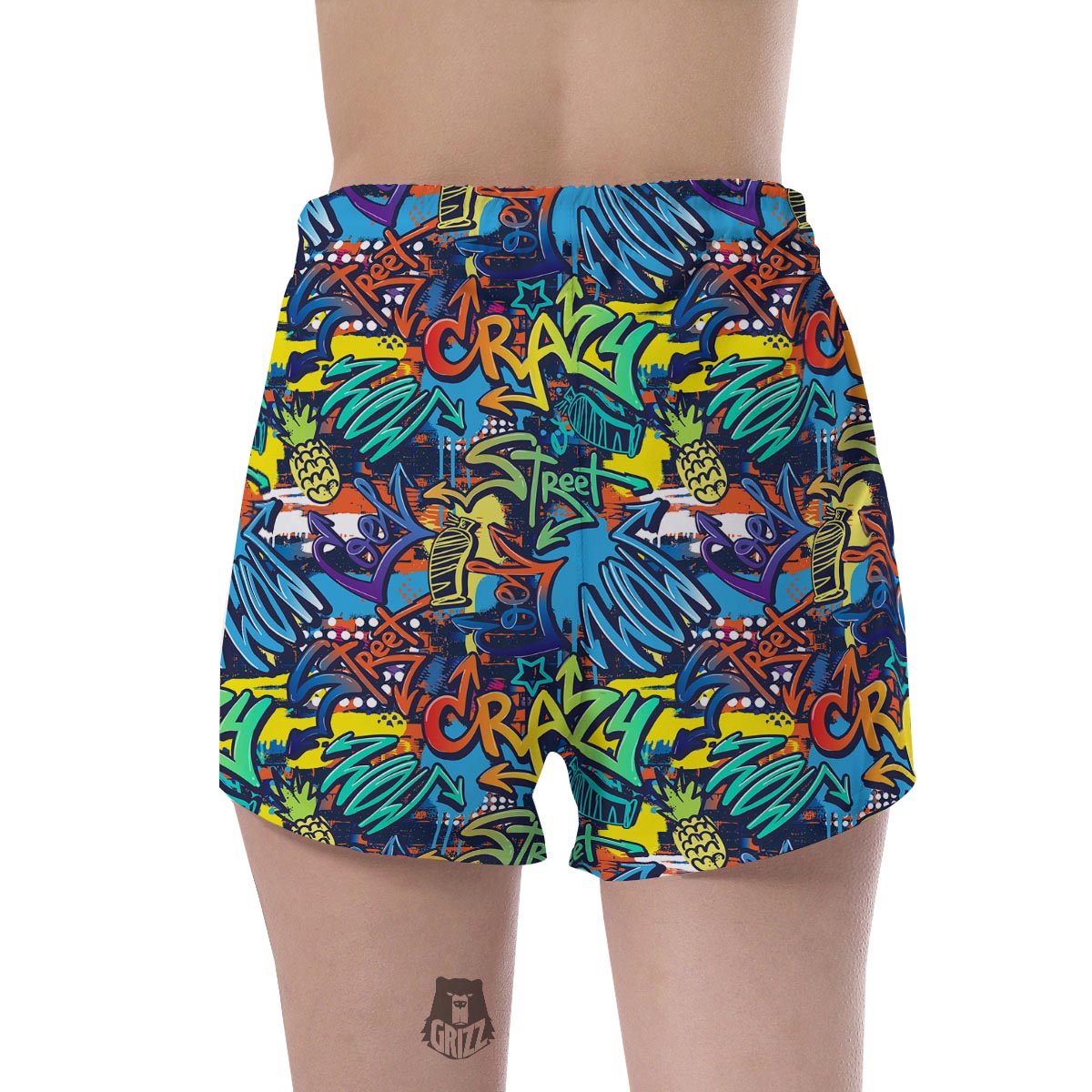 Graffiti Backdrop Print Women's Shorts-grizzshop