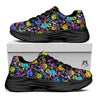 Graffiti Colorful Emoji Faces Print Pattern Black Chunky Shoes-grizzshop