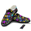 Graffiti Colorful Emoji Faces Print Pattern Black Loafers-grizzshop