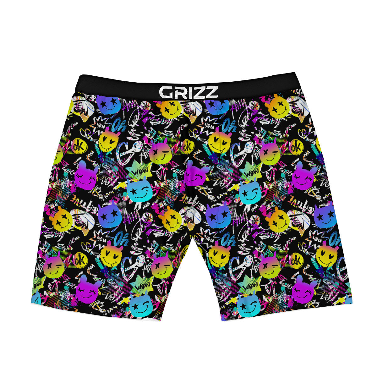 Graffiti Colorful Emoji Faces Print Pattern Boxer Briefs-grizzshop