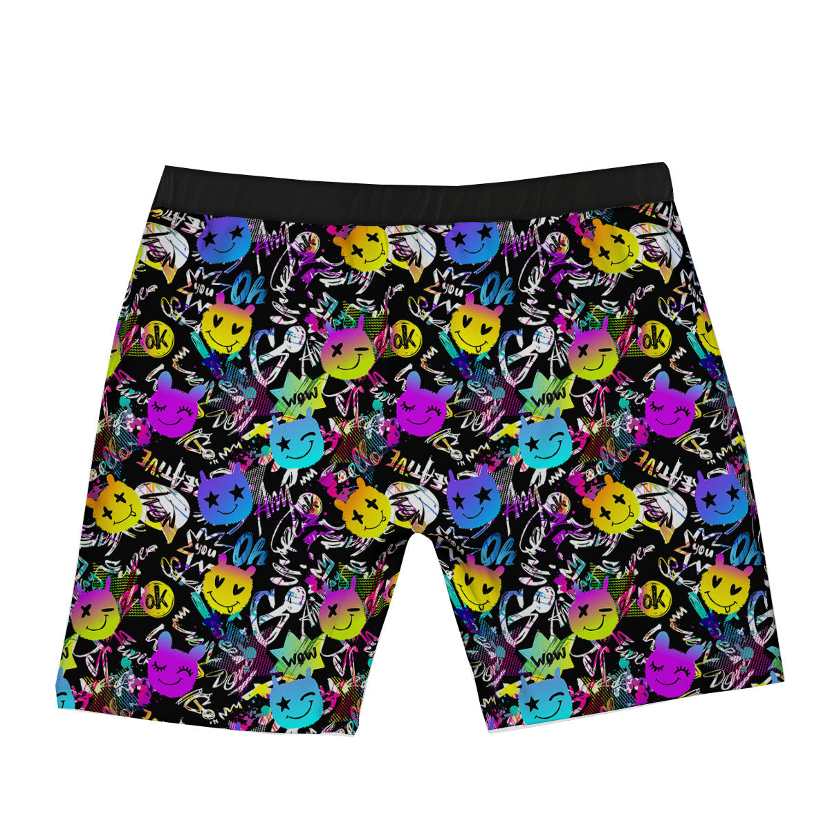 Graffiti Colorful Emoji Faces Print Pattern Boxer Briefs-grizzshop