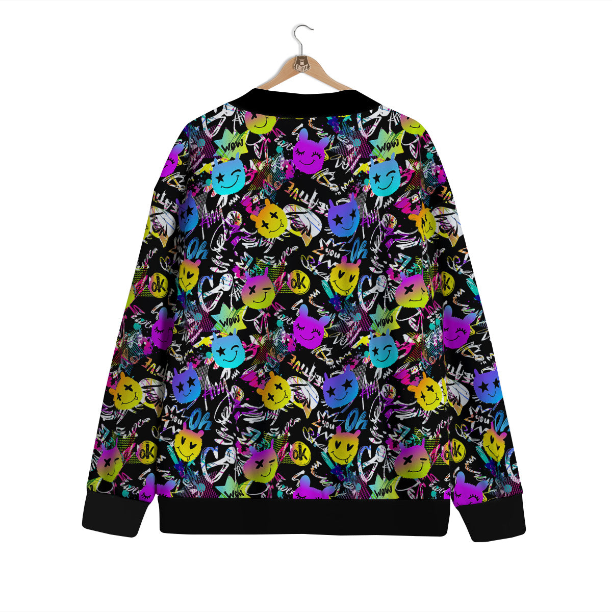 Graffiti Colorful Emoji Faces Print Pattern Cardigan-grizzshop