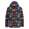 Graffiti Colorful Emoji Faces Print Pattern Down Jacket-grizzshop