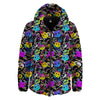 Graffiti Colorful Emoji Faces Print Pattern Down Jacket-grizzshop