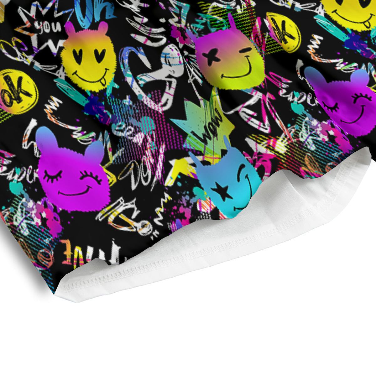 Graffiti Colorful Emoji Faces Print Pattern Men's Athletic Shorts