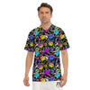 Graffiti Colorful Emoji Faces Print Pattern Men's Golf Shirts-grizzshop