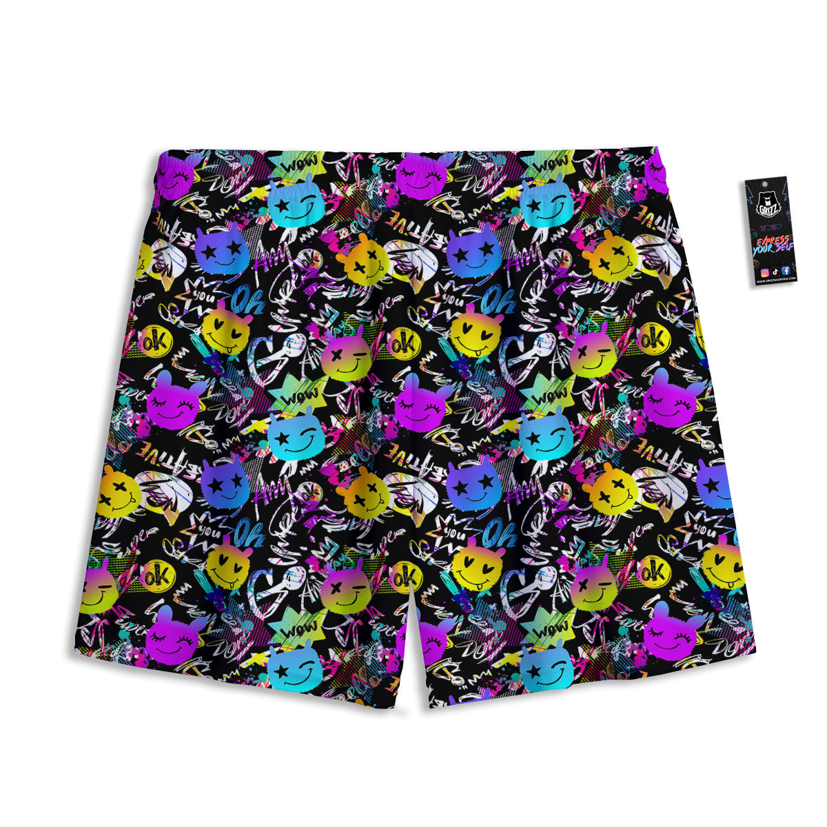 Koala Grey Print Pattern Mesh Shorts