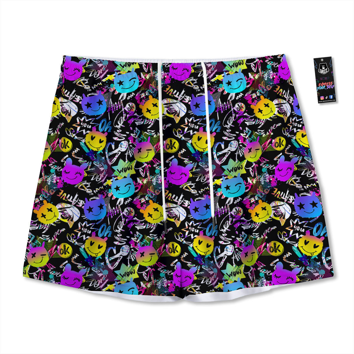 Koala Grey Print Pattern Mesh Shorts