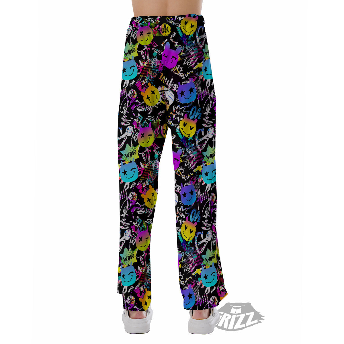 Graffiti Colorful Emoji Faces Print Pattern Pajama Pants-grizzshop