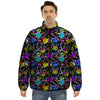 Graffiti Colorful Emoji Faces Print Pattern Puffer Jacket-grizzshop