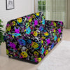 Graffiti Colorful Emoji Faces Print Pattern Sofa Cover-grizzshop