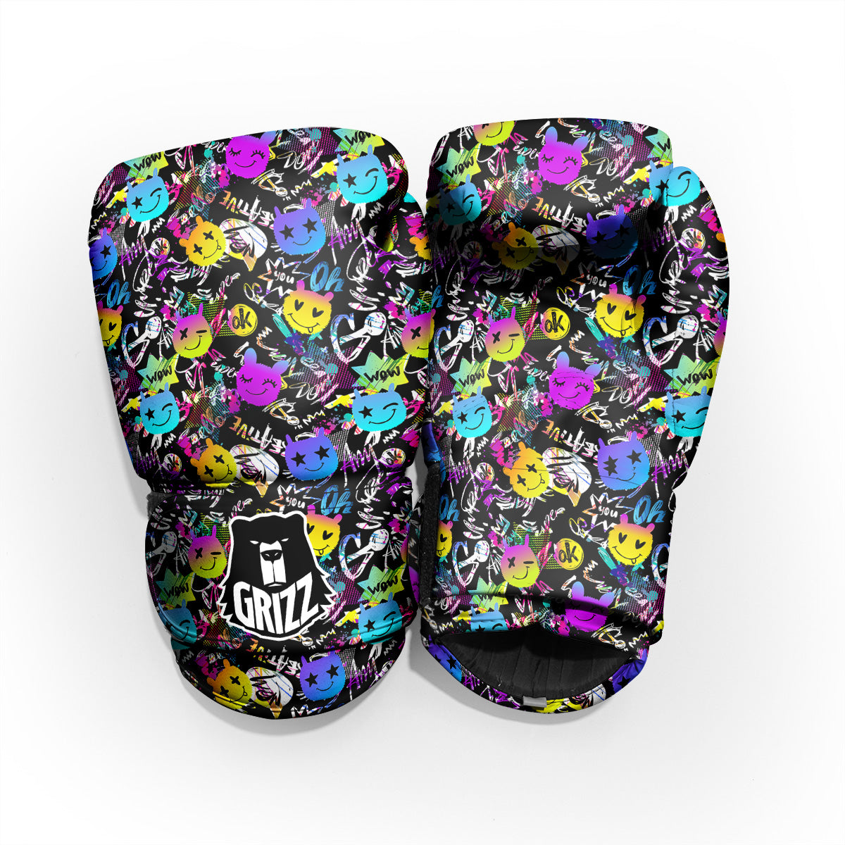 Graffiti Colorful Emoji Faces Print Pattern Pro Boxing Glove