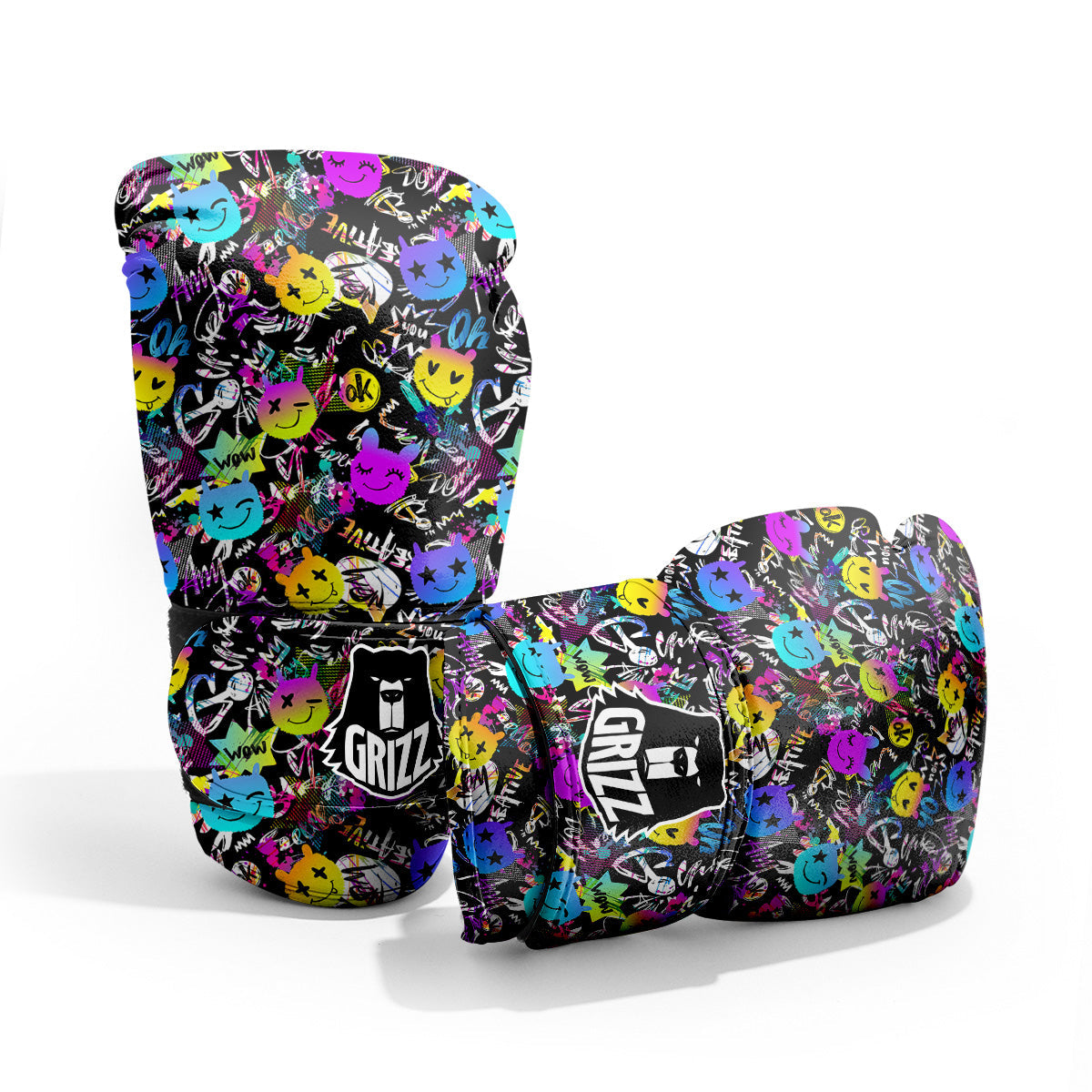 Graffiti Colorful Emoji Faces Print Pattern Pro Boxing Glove