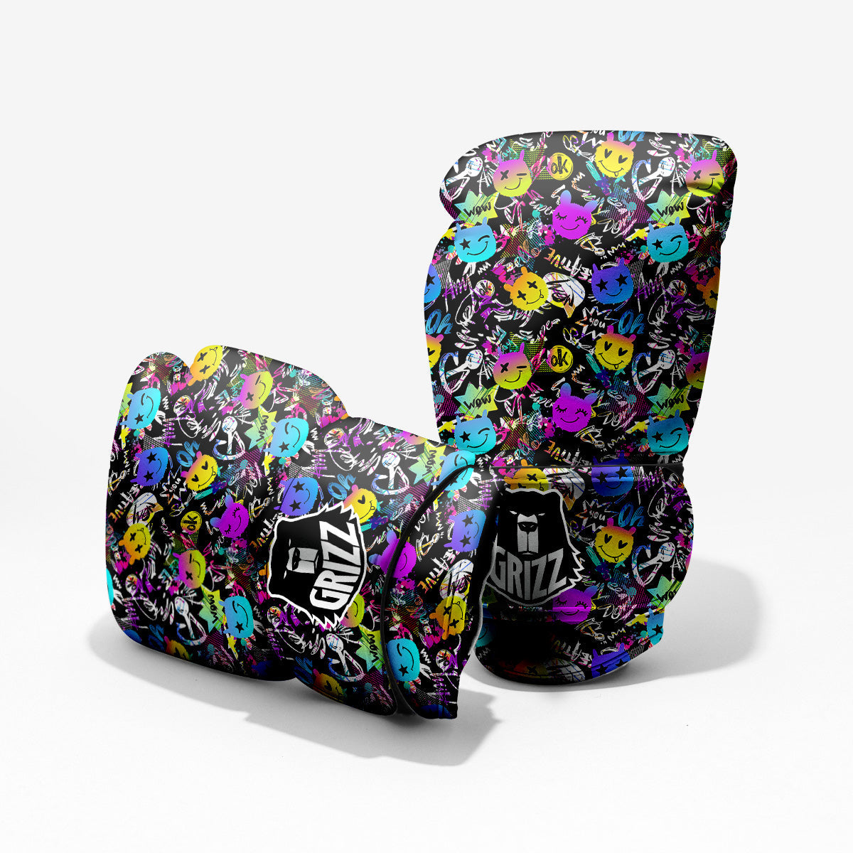 Graffiti Colorful Emoji Faces Print Pattern Pro Boxing Glove