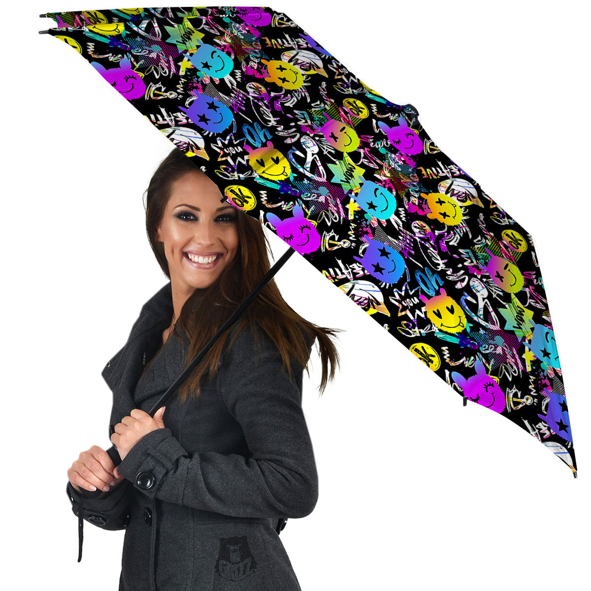 Graffiti Colorful Emoji Faces Print Pattern Umbrella-grizzshop