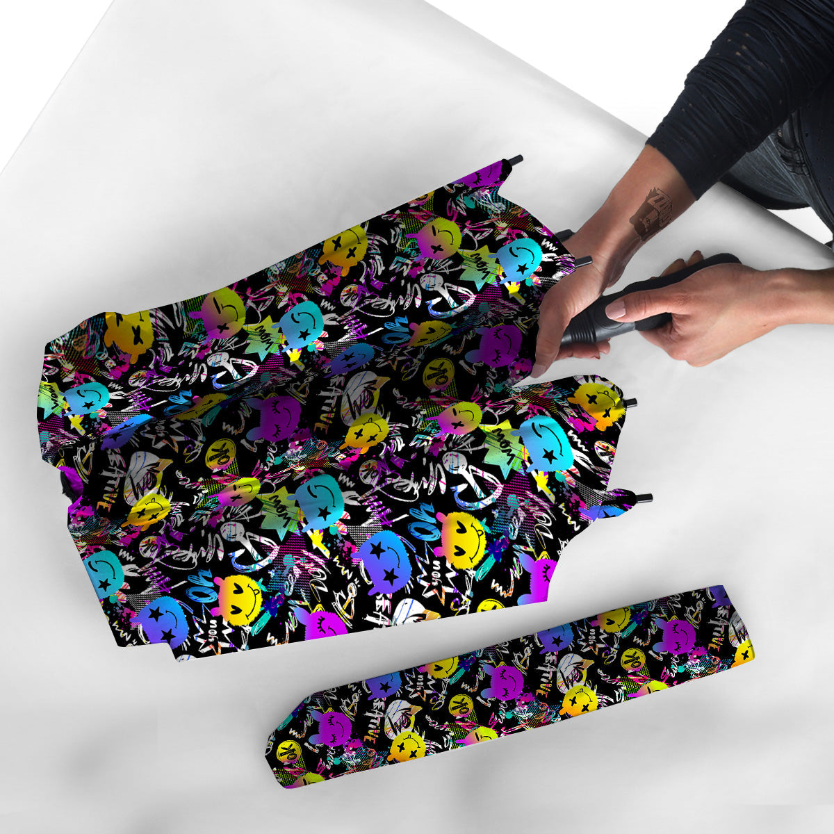 Graffiti Colorful Emoji Faces Print Pattern Umbrella-grizzshop