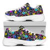 Graffiti Colorful Emoji Faces Print Pattern White Chunky Shoes-grizzshop