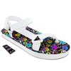 Graffiti Colorful Emoji Faces Print Pattern White Open Toe Sandals-grizzshop